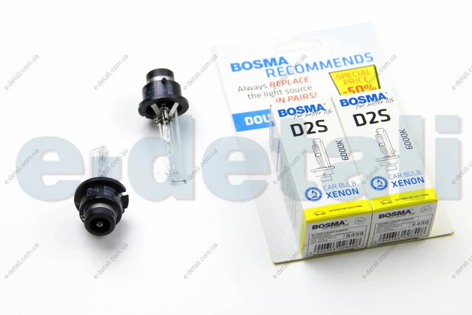 Лампа ксенонова D2S XENON 85V 35W P32D-2 6000K (2 шт) BOSMA 8498D (фото 1)