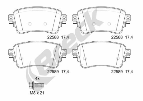 Тормозные колодки, дисковые BRECK 225880070300
