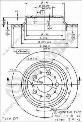 Тормозной диск BREMBO 08.7765.75 (фото 1)