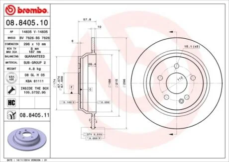 Тормозной диск BREMBO 08.8405.11