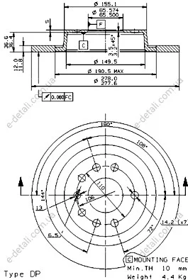 Тормозной диск BREMBO 08.9511.11 (фото 1)