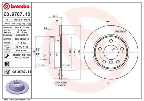 Тормозной диск BREMBO 08.9787.11 (фото 1)