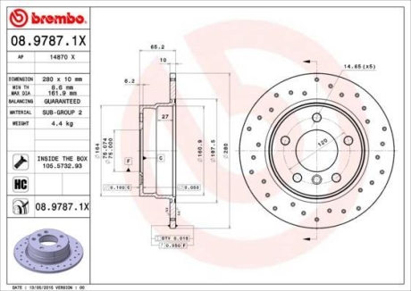 Тормозной диск BREMBO 08.9787.1X (фото 1)