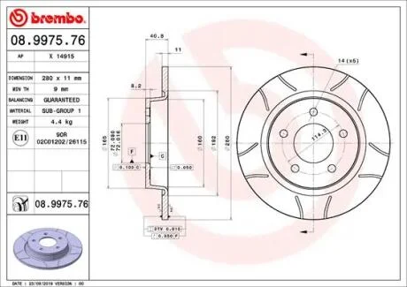Диск тормозной BREMBO 08.9975.76
