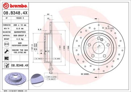 Гальмівні диски BREMBO 08.B348.4X