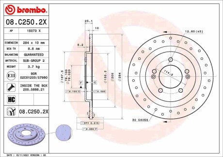 Тормозные диски BREMBO 08C2502X