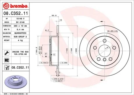 Гальмівний диск BREMBO 08.C352.11