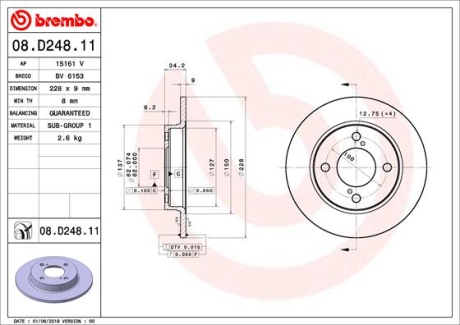 Тормозной диск BREMBO 08D24811