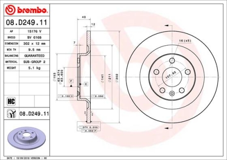 Тормозной диск BREMBO 08.D249.11