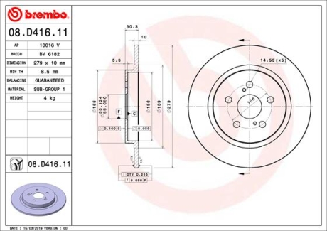 Тормозной диск BREMBO 08.D416.11