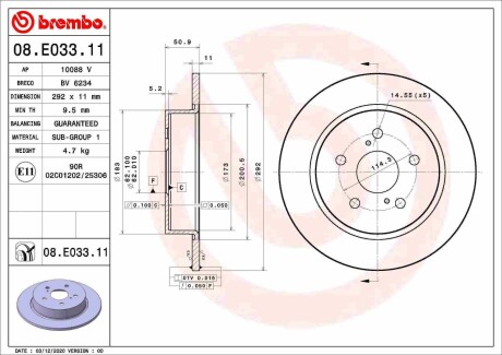 Тормозной диск BREMBO 08E03311