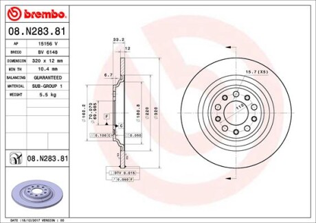 Гальмівний диск BREMBO 08.N283.81