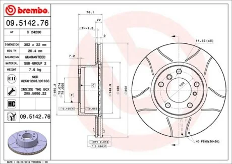 Гальмівні диски BREMBO 09.5142.76
