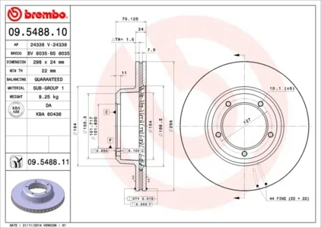 Гальмівний диск BREMBO 09.5488.11