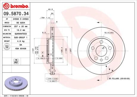 Гальмівний диск BREMBO 09.5870.34