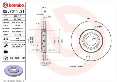 Тормозной диск BREMBO 09.7011.31