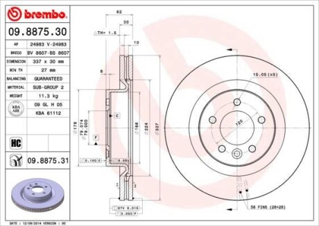 Гальмівний диск BREMBO 09.8875.31