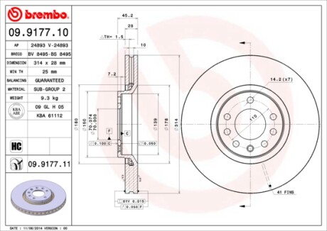 Тормозной диск BREMBO 09917711