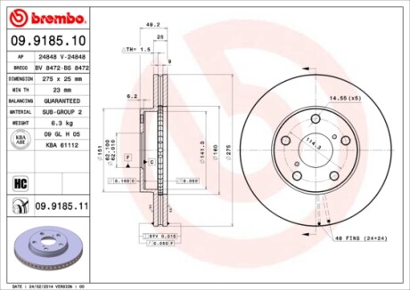 Гальмівний диск BREMBO 09918511