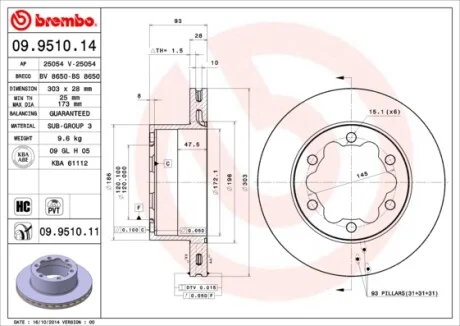 Гальмівний диск BREMBO 09.9510.11