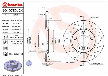 Гальмівні диски BREMBO 0997502X