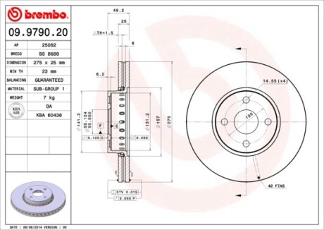 Гальмівний диск BREMBO 09979020