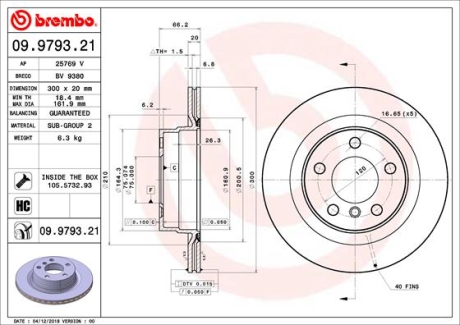 Тормозной диск BREMBO 09.9793.21 (фото 1)