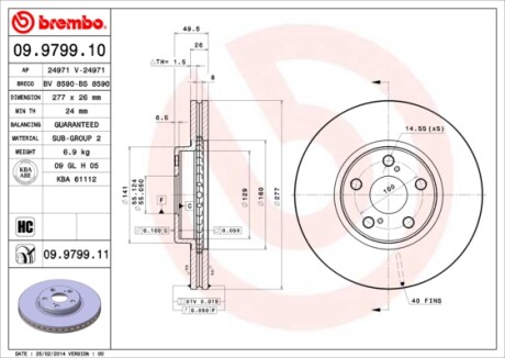 Тормозной диск BREMBO 09.9799.11