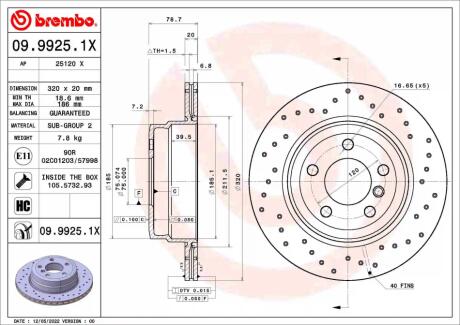 Гальмівний диск BREMBO 09.9925.1X