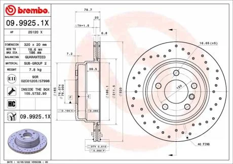 Гальмівний диск BREMBO 09.9925.1X