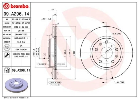 Тормозной диск BREMBO 09.A296.11