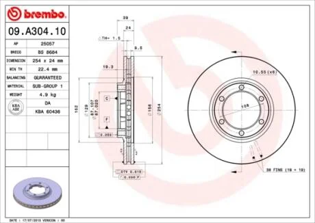 Гальмівний диск BREMBO 09.A304.10
