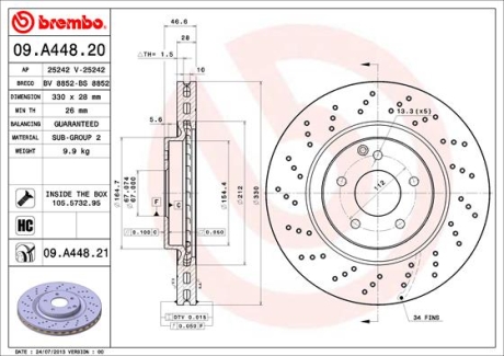 Гальмівний диск BREMBO 09.A448.21 (фото 1)