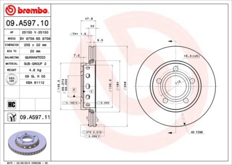 Гальмівний диск BREMBO 09.A597.11