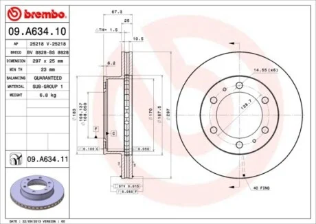 Тормозной диск BREMBO 09.A634.10