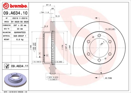 Гальмівний диск BREMBO 09.A634.11 (фото 1)