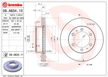 Гальмівний диск BREMBO 09.A634.11