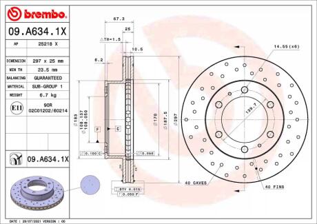 Тормозные диски BREMBO 09A6341X