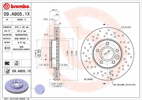 Гальмівні диски BREMBO 09A9051X