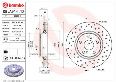 Гальмівні диски BREMBO 09.A914.1X