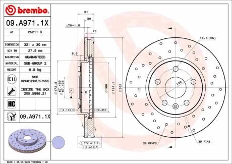 Гальмівні диски BREMBO 09A9711X