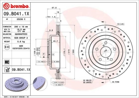 Тормозной диск BREMBO 09.B041.1X