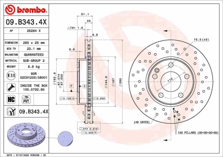 Гальмівні диски BREMBO 09B3434X