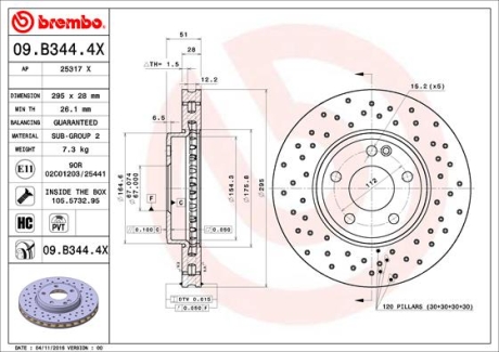 Гальмівні диски BREMBO 09.B344.4X