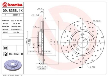 Тормозной диск BREMBO 09.B356.1X