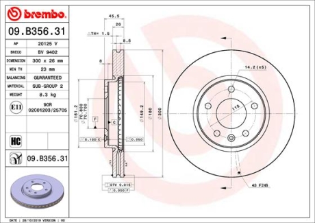 Гальмівний диск BREMBO 09.B356.31