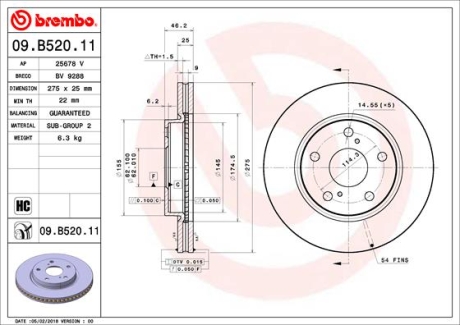 Гальмівний диск BREMBO 09.B520.11