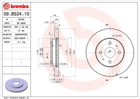Тормозной диск BREMBO 09.B524.10 (фото 1)