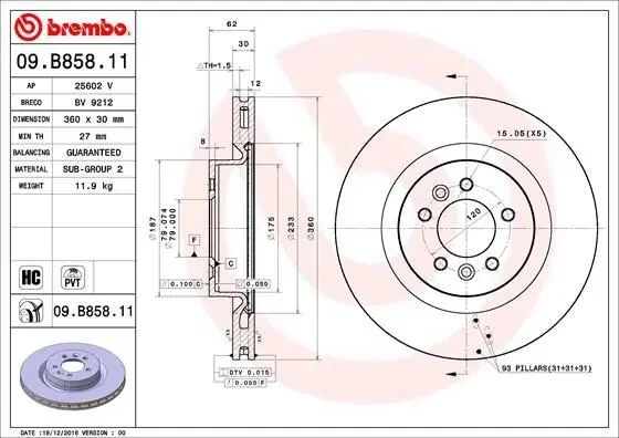 Тормозной диск BREMBO 09.B858.11 (фото 1)