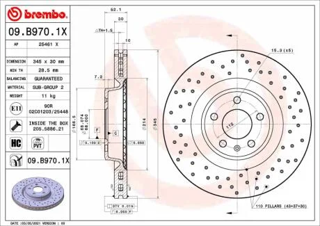 Гальмівні диски BREMBO 09.B970.1X